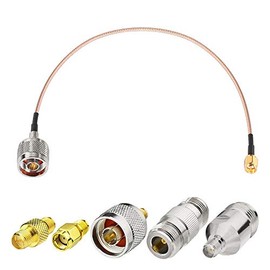 SUPERBAT SMA Male to N Male RF Coaxial Coax Cable 12inches + 5pcs RF Coax Adapter Kit, SMA-N Cable + SMA to N Male/Female Adapter KIT for Cell Antenna Router 3G 4G LTE Ham Antenna etc