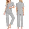 SWOMOG Women Pajama Sets Two-Piece Nightwear Short Sleeve Sleepwear Button