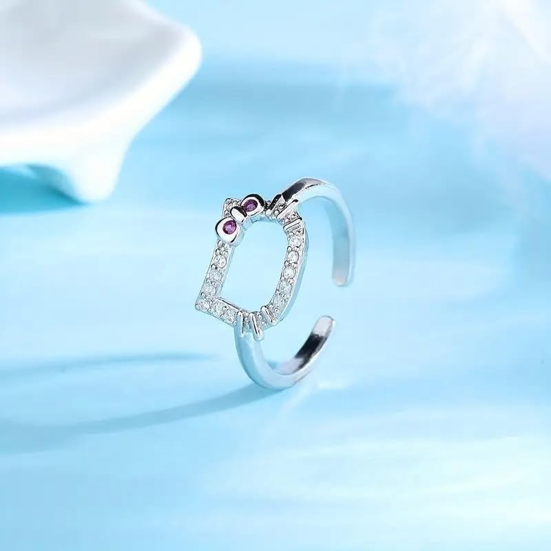 Generic Cartoon hello cat adjustable ring 2024 Charming kawaii, white