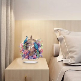 ARTopet DIY Diamond Desktop Ornament Special Shaped Crystal Flowers Birdcages Diamond Art Painting Tabletop Ornaments Single Sided Diamond Home Decor