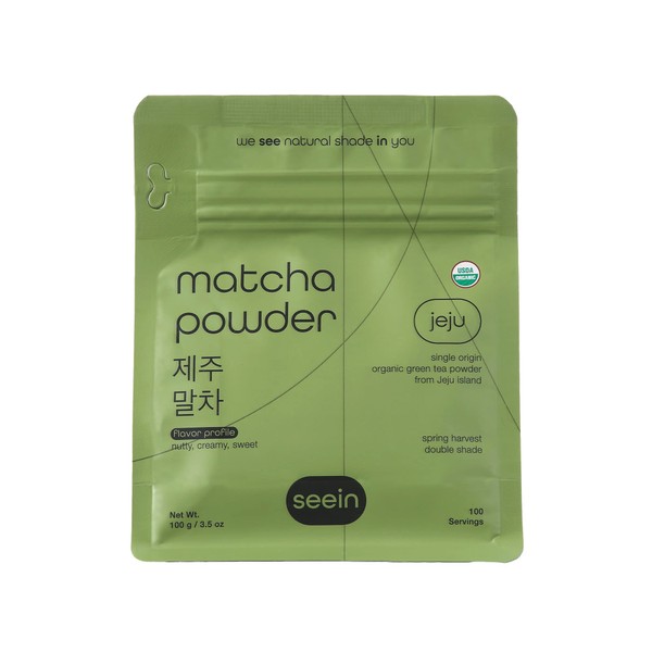 SEEIN Organic Matcha Green Tea Powder from Jeju Korea (Packaging May Vary) Premium First Harvest Ceremonial Grade 104g - USDA Certified