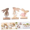 Ipetboom 3pcs Wooden Easter Bunny Decorations Cartoon Style Rustic Rabbit