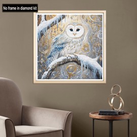 Diymood DIY 5D Diamond Art Kits for Adults Owl, Diamond Painting Animal Full Drill Round Canvas Embroidery Mosaic Beginner Home Wall Decor Gift 12x12 inch