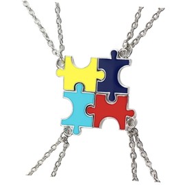 FRCOLOR 4Pcs Creative Puzzle Friendship Necklace Pendant Jewelry for Friends Stylish present for Meaningful Connections