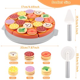 TNOMSNO Pizza Set Wood, Pizza Children's Kitchen Accessories Wooden Children's Kitchen Accessories Pizza Set Wood, Accessories Children's Kitchen with Pizza Cutter, Spatula Plate