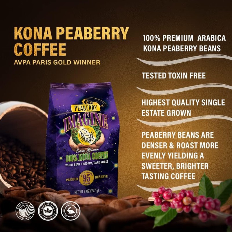 Imagine Kona Peaberry Rare Coffee Beans | Top Grade Air