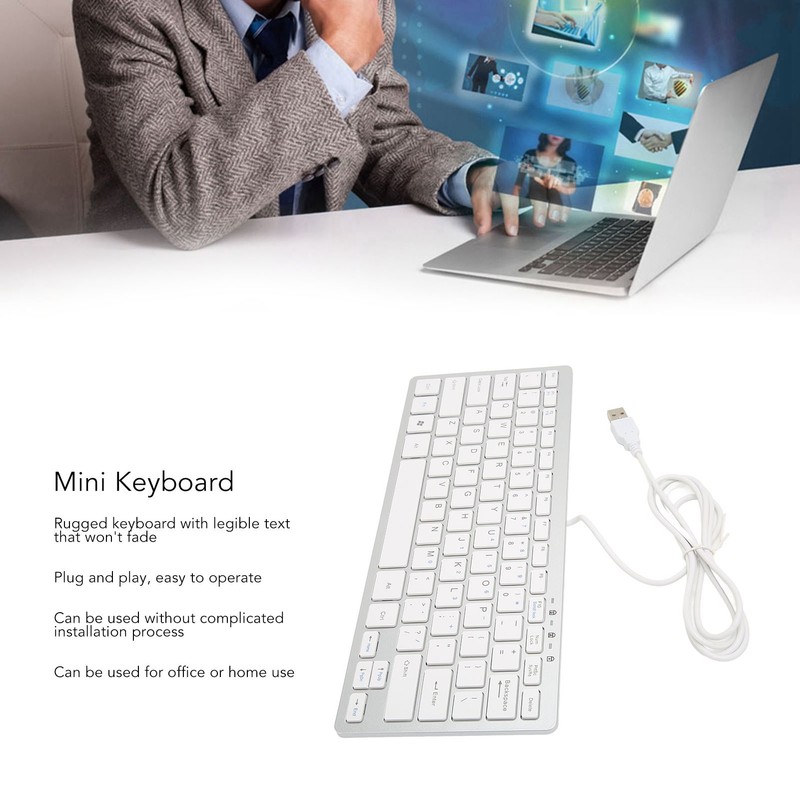 Mini Keyboard Mini Ultra Thin 78 Keys USB Wired Keyboard