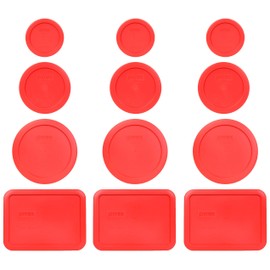 Pyrex (3 7202-PC 1 Cup Red (3) 7200-PC 2 Cup Red (3) 7201-PC 4 Cup Red (3) 7210-PC 3 Cup Red Replacement Food Storage Lids