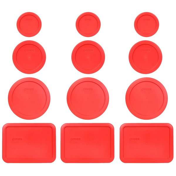Pyrex (3 7202-PC 1 Cup Red (3) 7200-PC 2 Cup Red (3) 7201-PC 4 Cup Red (3) 7210-PC 3 Cup Red Replacement Food Storage Lids