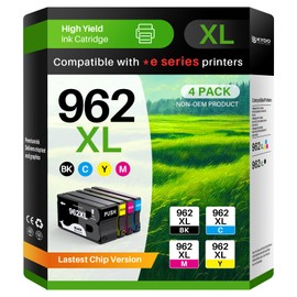 Skydo 962XL Ink Cartridge Combo Pack Compatible for 962 Ink Cartridges Work with Officejet Pro 9015e 9015 9010 9018e 9025e 9012e 9018 9025 9020 9012 Printers 4 Pack (Black Cyan Magenta Yellow)