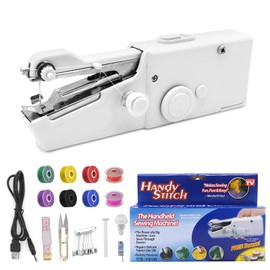 Handheld Sewing Machine, Bemodst Portable Mini Sewing Machine, Beginner Cordless Sewing Electric Sewing Tool with USB Port and Sewing Accessories for Quick Fixes on Clothing,Curtains,Leather etc,White