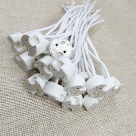 6 pcs G8 Base Porcelain Halogen Socket G8 LED Light Bulb Ceramic Socket with 6" Leads Wire Connector for Retrofit Halogen Light Bulb