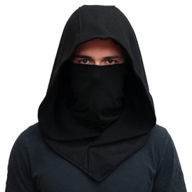 Assassin Hood Mask Wool Balaclava Adaptable Hoodie Casual Cosplay, Charcoal, One Size