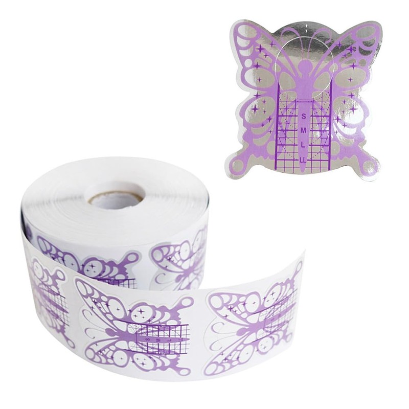 UKCOCO Purple Butterfly Nail Foam 500pcs Nail Guide Foam Roll
