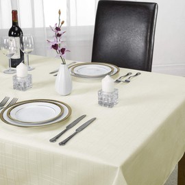 Emma Barclay Chequers - Jacquard Table Cloth in Cream - 60x84 (152x213cm)