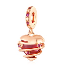 Amuefer Love Charms for Bracelets Sterling Silver Splittable Heart Best Friends Rose Gold Wedding Bells Infinity Clover Horseshoe Couple Dangle Pendant for Valentine's Day Necklaces for Women,