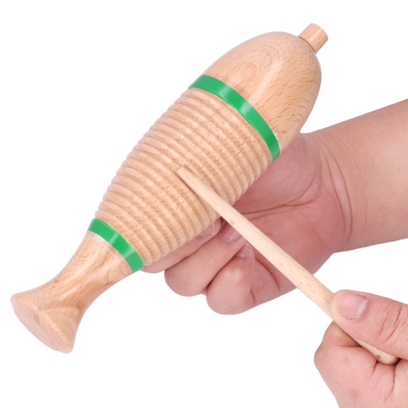 Wood Guiro Children Cute Fish Shaped Guiro Percussion Instrument Educational