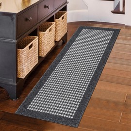 Ileading Laundry Room Runner Rug 20"X59" Water Absorbent Kitchen Floor Mats Non Slip Entryway Throw Rugs Machine Washable Small Carpet for Doormat Hallway Sink Bedroom Petmat (Black)