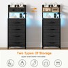 REAHOME 41 Inch Tall Nightstand with Charging Station, LED Night