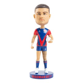 NRL Newcastle Knights Bobblehead Collectible Statue Bradman Best, Red Blue, 18cm
