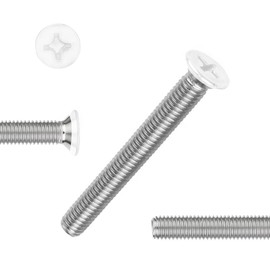 QISHENG 100 PCS White Head #6-32X3/4(0.75 inch) Stainless Steel Phillips Flat Head Machine Screws,DIY,Repair,Install Furniture and Electrical Appliances Screws,Stainless Steel 18-8 A2(304) Screw