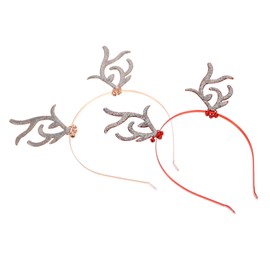 NOLITOY 2pcs Festival Hair Hoops with Deer Horn Design and Bell Decor Creative Hairbands for Parties and Celebrations Durable and Comfortable Headbands Rose Gold and Red