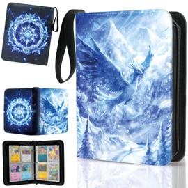 Trading Card Binder 400 Card Binder for MTG Card Storage Bag Waterproof Card with Sleeve for Game Card Collection (Ice Bird, Blue, 400P)