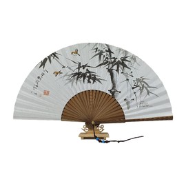 DAILY SSUUP] O-juk-sseon Hand Folding Fan - Korean Tradition Fan Korean Paper Bamboo Frame Folding Fan, Portable Hand Folding Fan, use as Oriental Interior Accessories (Bamboo)