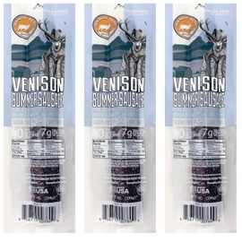 Pearson Ranch Venison Summer Sausage Pack of 3 – 7oz Stick of Deer Summer Sausage – Exotic Meat, Gluten-Free, MSG-Free, Paleo and Keto Friendly
