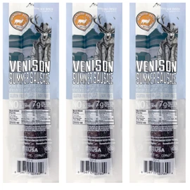 Pearson Ranch Venison Summer Sausage Pack of 3 – 7oz Stick of Deer Summer Sausage – Exotic Meat, Gluten-Free, MSG-Free, Paleo and Keto Friendly