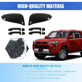 sportuli Glossy Black Side Rearview Mirror Caps + Door Handle Covers Sets Compatible with 2014-2023 Toyota 4runner (Without Smart Key Holes)