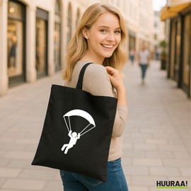 Huuraa Jute Bag Paragliding Gift 10 Litres Black Cotton Paragliding Present