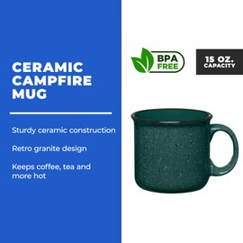 Gifts by Design Set of 16 Ceramic Campfire Mugs – 15 Oz, Gray – Coffee & Tea Cups for Home, Work, Travel, Camping – Customizable, Great for DIY, Events, Companies