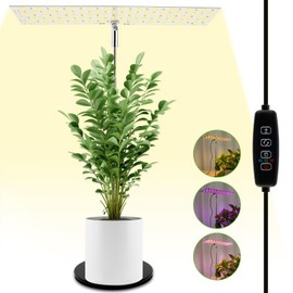 Foribyw Grow Light Height Adjustable Vegetation Grow Lamp Dimmable Brightness Full Spectrum Bright LED Vegetation Light with Auto On/Off Timer 4/8/12H for Indoor Greenhouse(with Base)