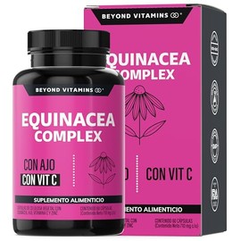 Beyond Vitamins | Equinacea Complex con Ajo y Vitamina C | Betaglucanos Funcionales| con Quercetina, Aguaje y Zinc | Cápsulas vegetales VCaps - 60 caps