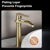 RUITHOE Brushed Gold Bathroom Vessel Sink Faucet, Waterfall Bathroom Faucet,