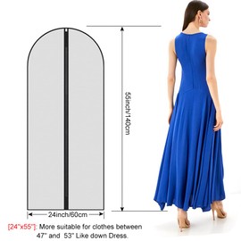 Garment Bags,5PCS Dustproof Garment Covers PEVA Translucent Clothes Covers with Zip Moth Proof Suit Protector Bags Waterproof Dress Covers for Shirts Coats Costumes (60X140CM)