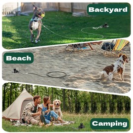 Supet Dog Tie Out Stake, 360° Swivel Heavy Duty Anchor for Backyard Beach Camping Outdoor, Easy Install for Large Dogs Up to 200Lbs (Black)