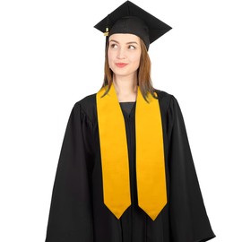 QEYMN Graduation Stole, Plain Graduation Sash, Gold Graduation Stole Class of 2025 2024 for Unisex Adults, Graduation Stole Sash for Academic and Choral 70" Long