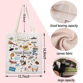 Stars Hollow Inspired Tote Bag TV Show Merch Dragonfly Inn Shopping Bag Lorelei Rory Fans Gift Lukes Diner Gift (Stars 1779)