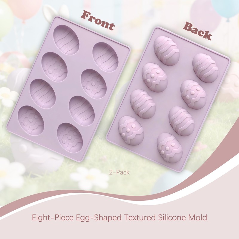 8 Cavity Easter Egg Silicone Mold (2Pack)