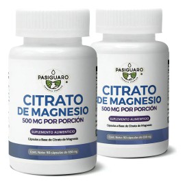 Pack 2 Citrato De Magnesio 90 Cápsulas 650 Mg duo Rinde 90 Días Sin Sabor Pasiguaro
