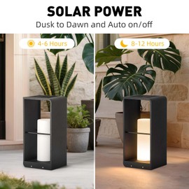 Linkmoon Outdoor Lights for Patio, IP65 Solar Lanterns Outdoor Waterproof, Dusk to Dawn Floor Lamp with 3000K LED, Solar Powered Landscape Lighting for Garden, Yard, Deck, Backyard, Porch and Path