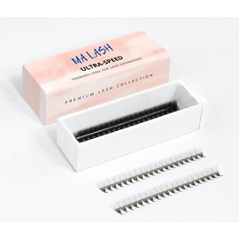 MA LASH 5D ultra speed Premade/promade Fans D Curl 0.07 single Tray 12 mm (16 rows) - Long Stem Volume Eyelash Extensions black (5D D 0.07 12mm)