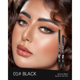 Black Waterline Eyeliner Gel Pencil,6Pcs Cream Sharpenable Gel Eye Liner Pen Waterproof Smudge Proof Long Stay Matte Eyeliners, Smooth Intense Color Liner Pencil with Sharpener Eye Makeup for Women-01