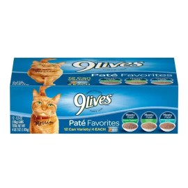 9Lives Paté Favorites Wet Cat Food Variety Pack, 5.5 Ounce (Pack of 12)