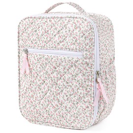 Aileam Lunch Box Lunch Bag for Women Cute Girls Insulated Womens Lunch Bag For Work Quilted Large Capacity Reusable Insulated Cooler for Work School Picnic Travel Pink Little Floral