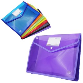 ES-SLT File Case, Clutch Type, Button Type, Large Capacity, A4 Storage, Document Organization, Clear Color (Set of 7 Colors)