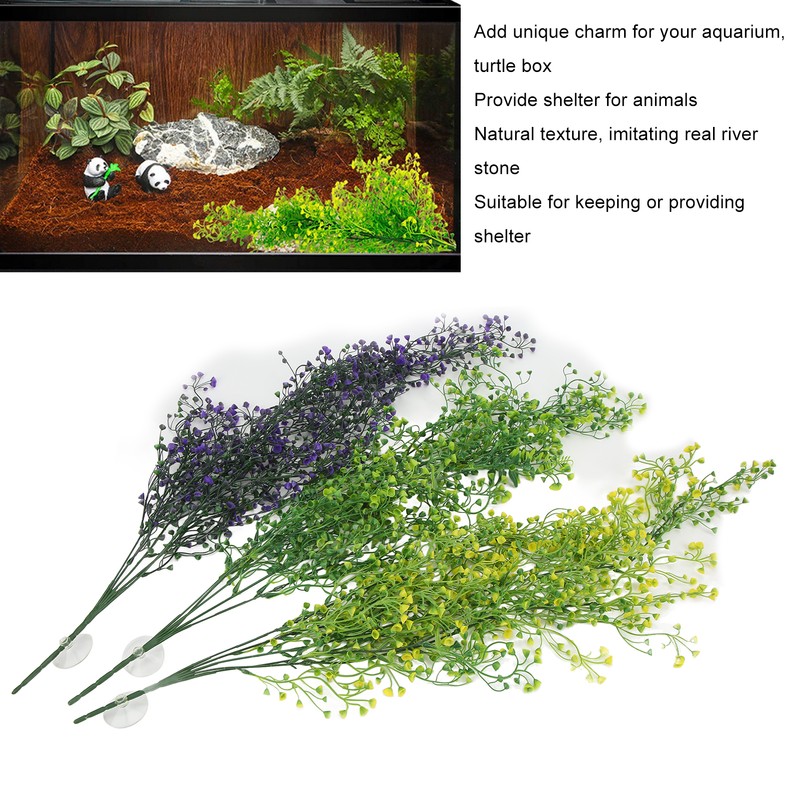 3pcs Artificial Reptile Plants Reptiles Terrarium Leaves for Lizards Geckos