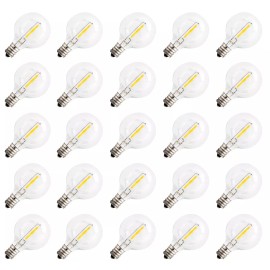 Globe Clear LED Globe G40 Replacement Bulbs for Outdoor String Lights 0.7W | 25 Pack